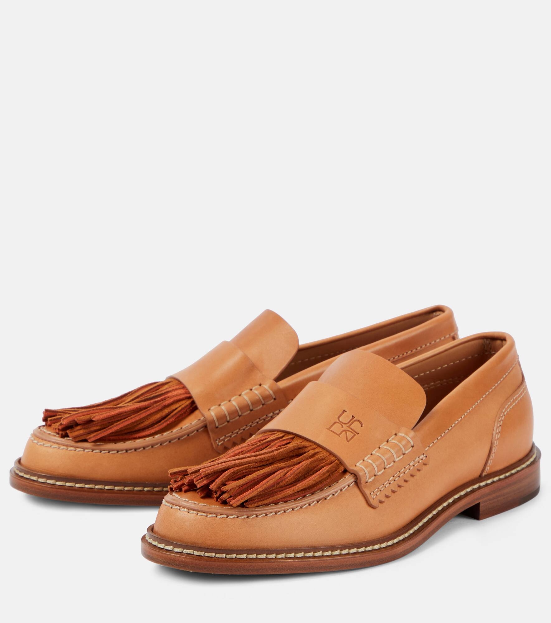 Fringed leather loafers - 5