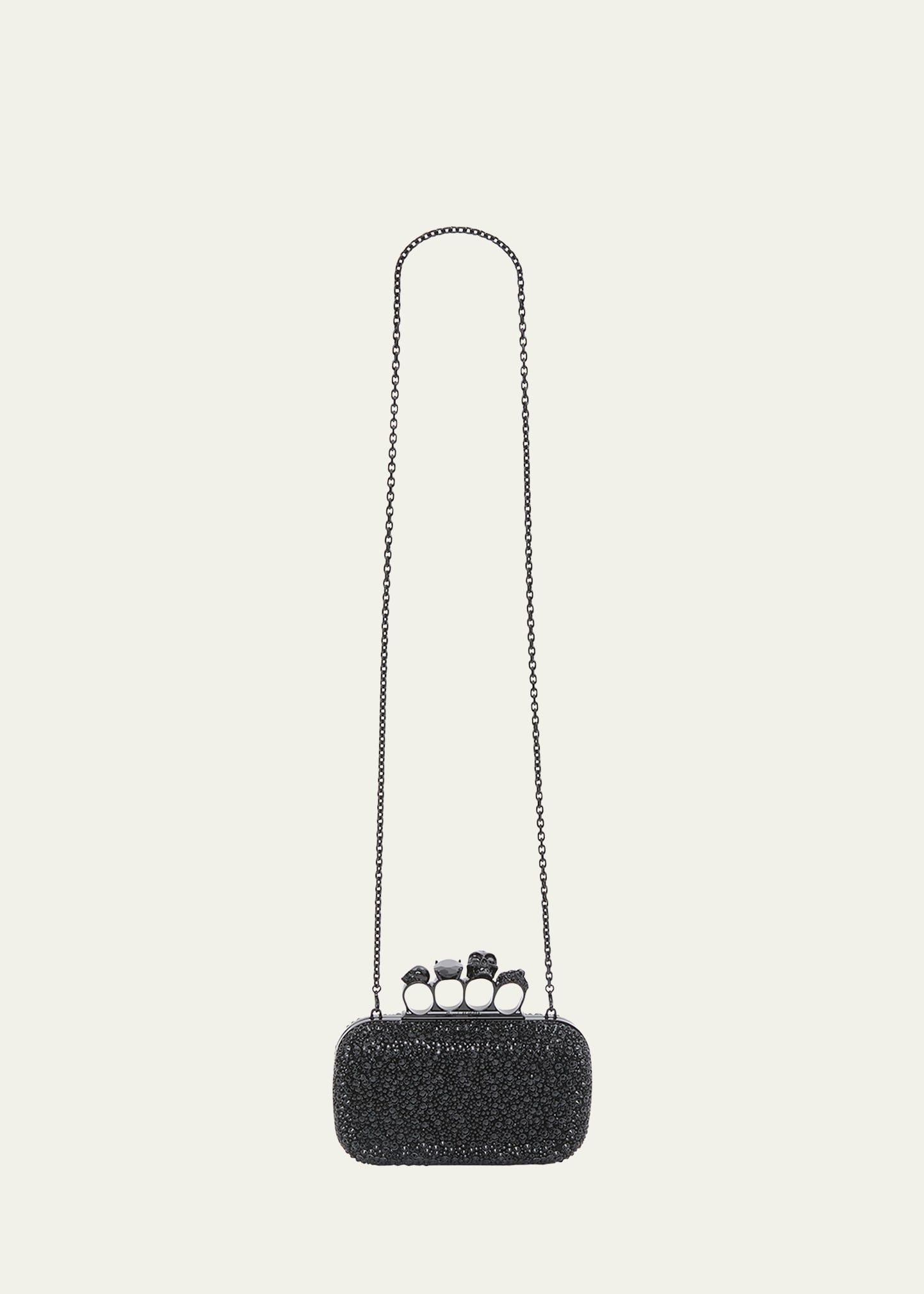 Skull Four-Ring Spike Crystal Clutch Bag - 2
