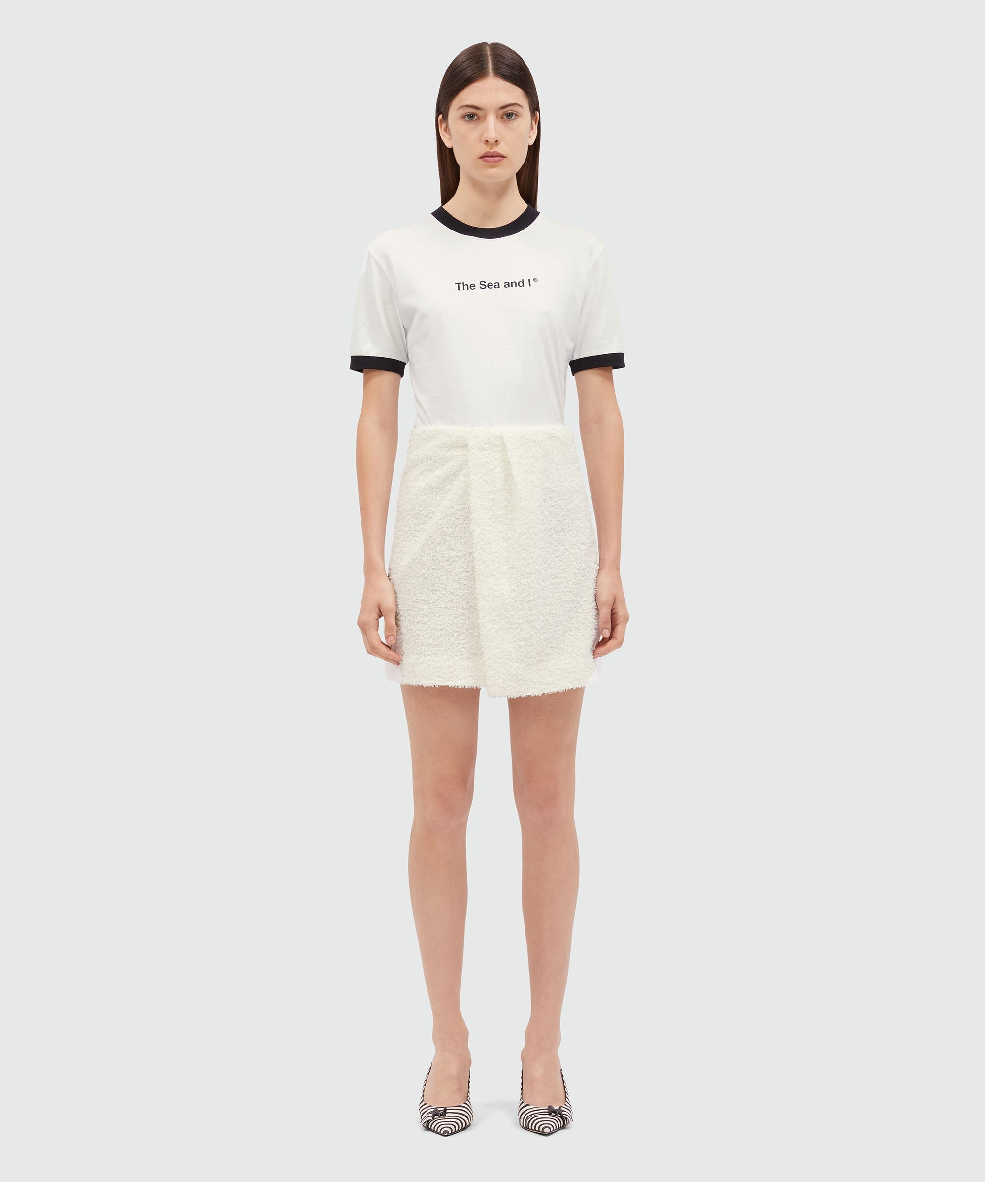 Short skirt in white sponge-effect tweed - 2
