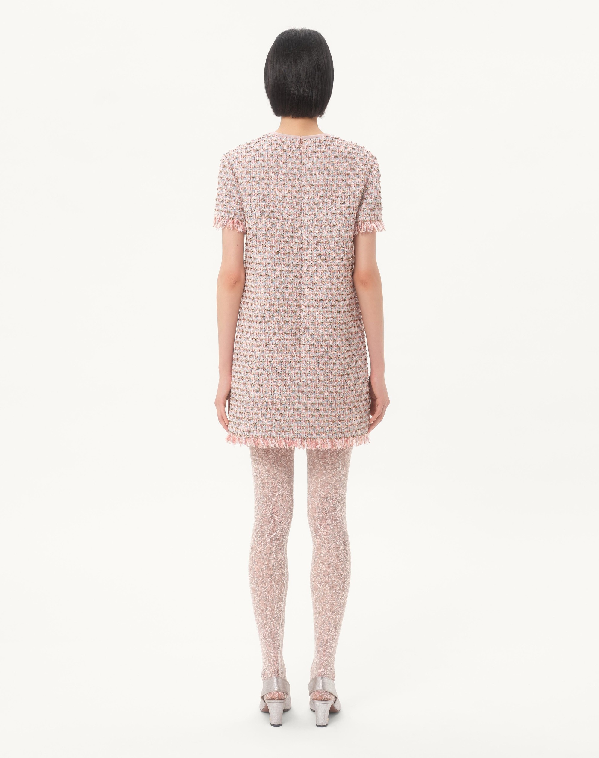 EMBROIDERED RIBBON TWEED SHORT DRESS - 7