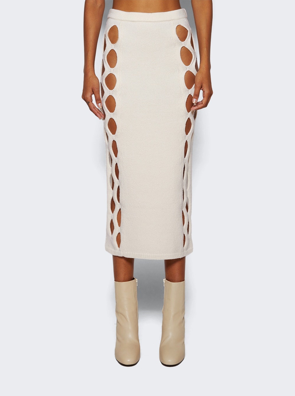 Steer Cut-out Skirt Ivory - 3