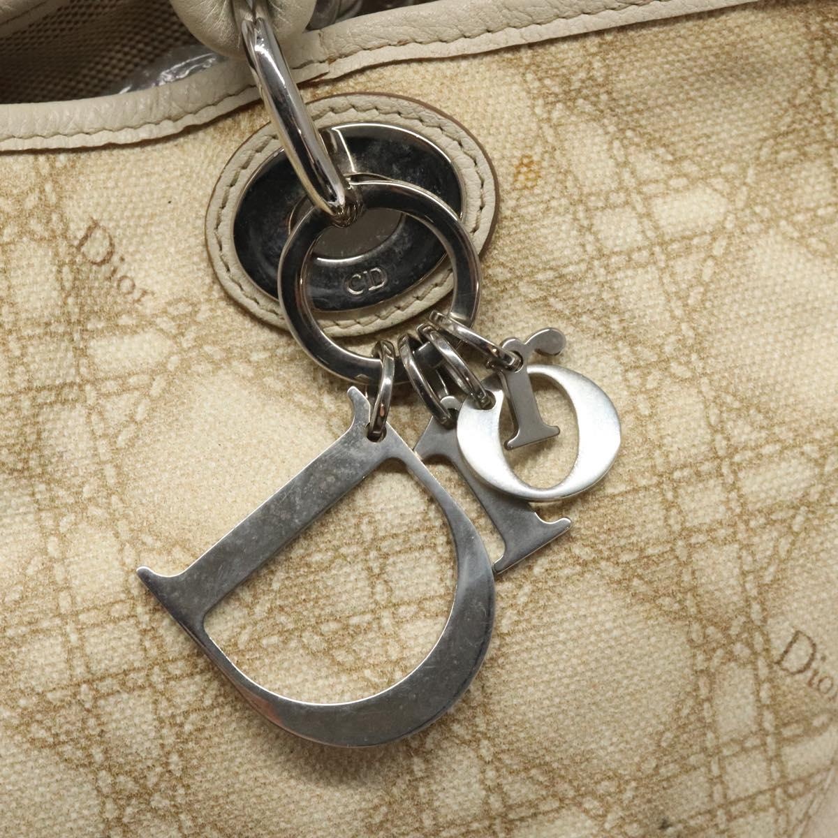 DIOR Canage Hand Bag Coated Canvas Beige Silver - 14
