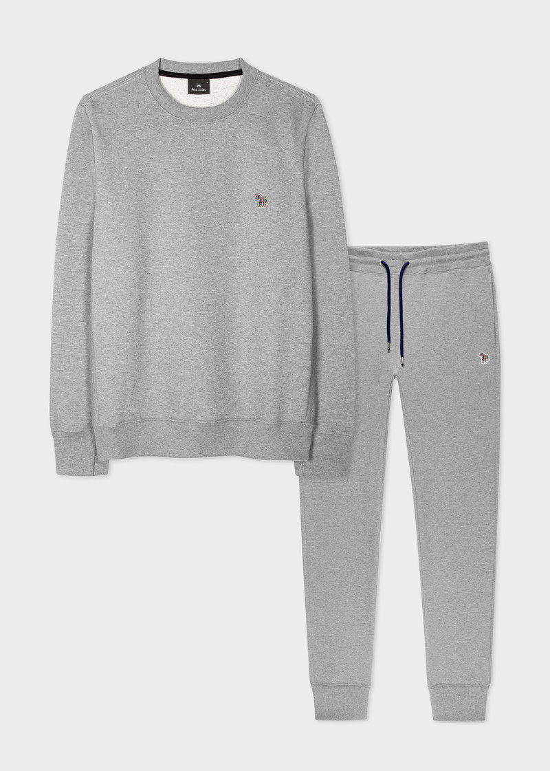 Paul Smith Grey Organic Cotton Zebra Logo Sweatshirt & Sweatpants Set outlook