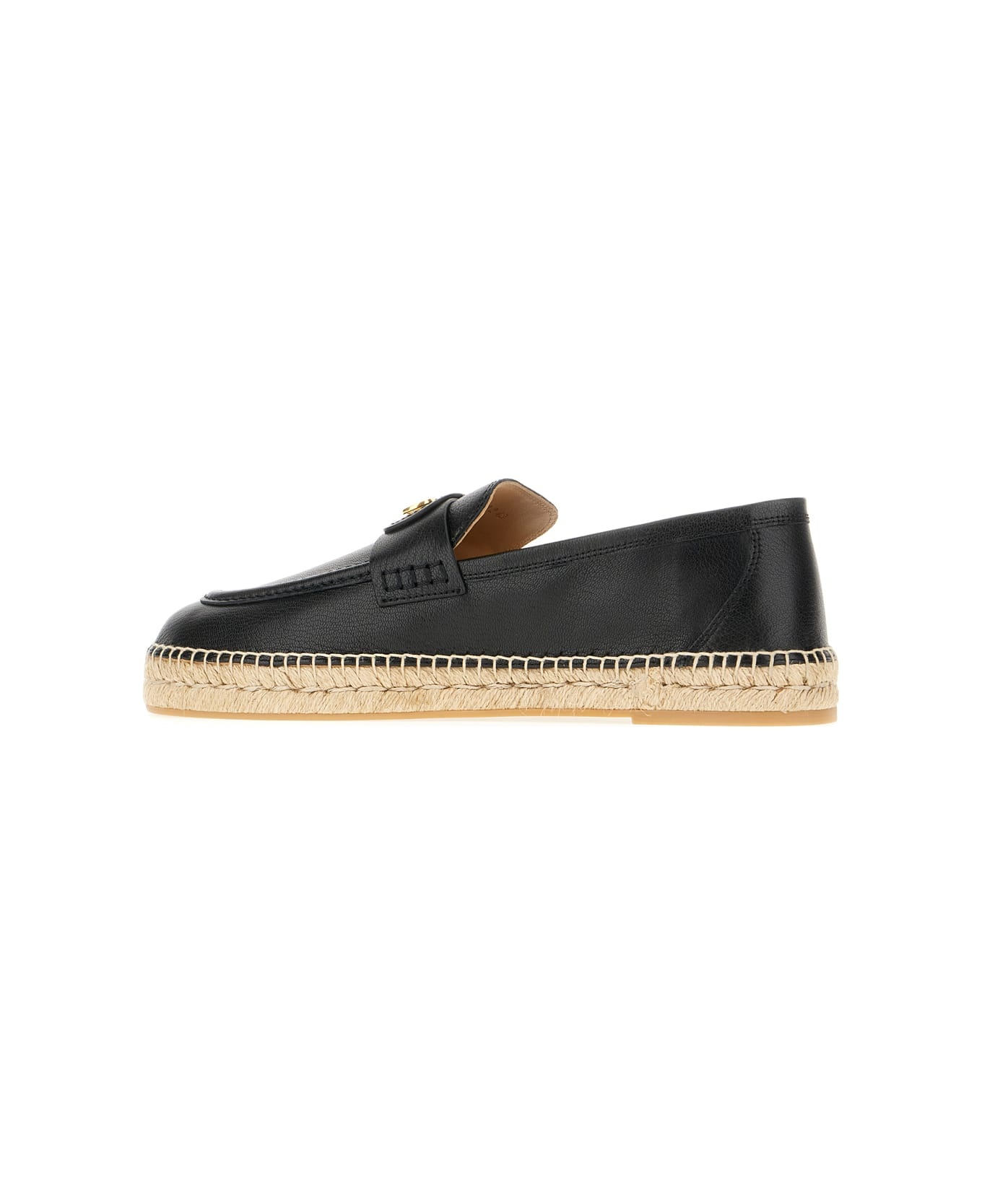 Black Leather Espadrilles - 3
