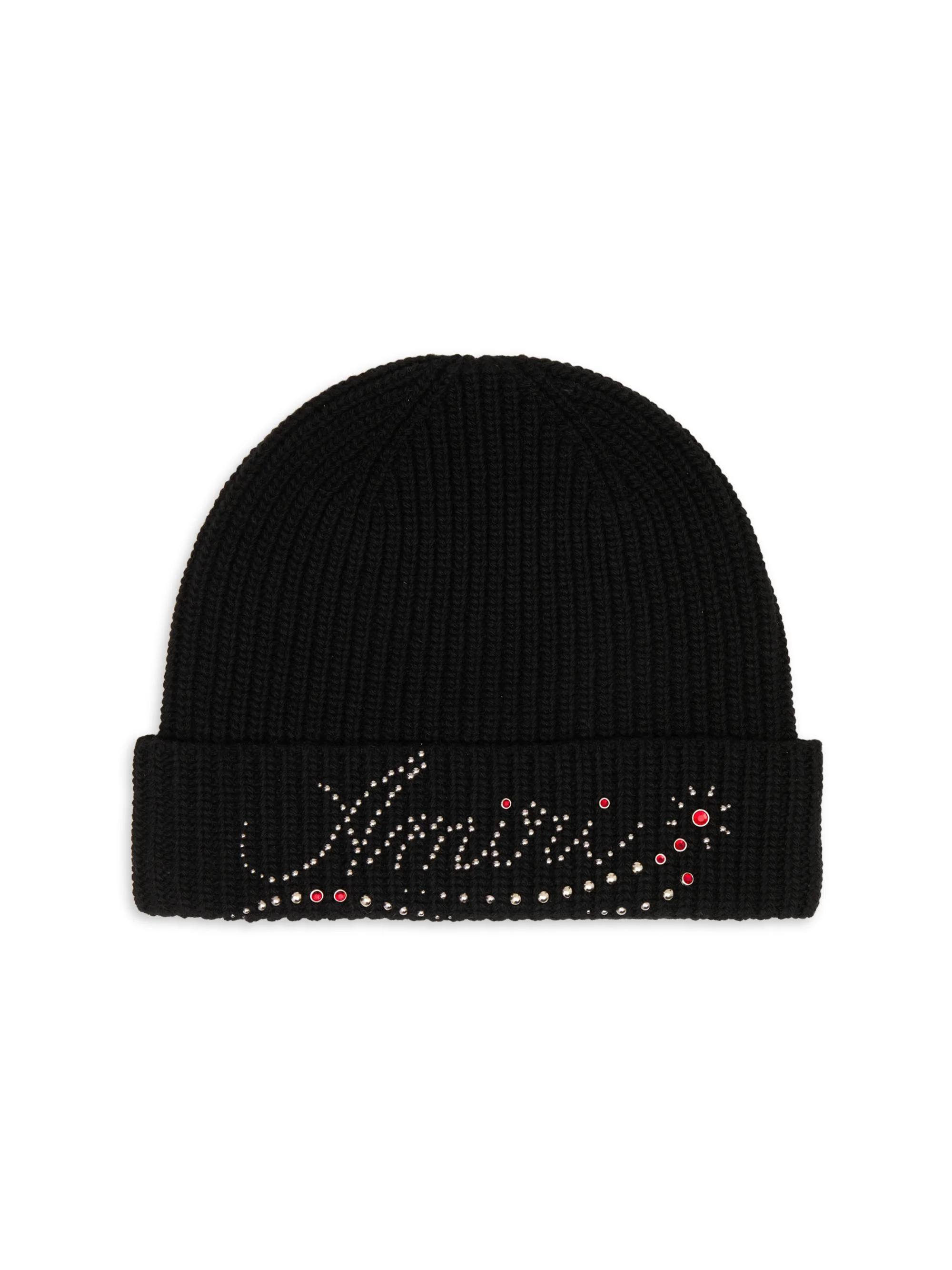 Men's Logo-Studded Wool Beanie - Black - 1