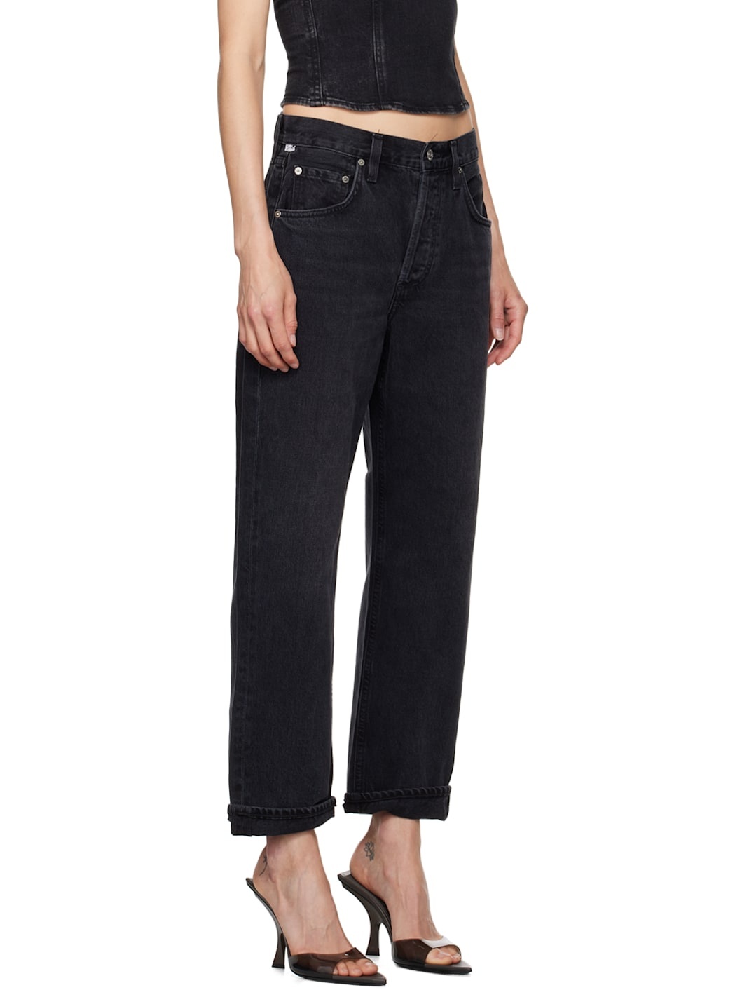 Black Dahlia Bow Leg Baby Roll Jeans - 2