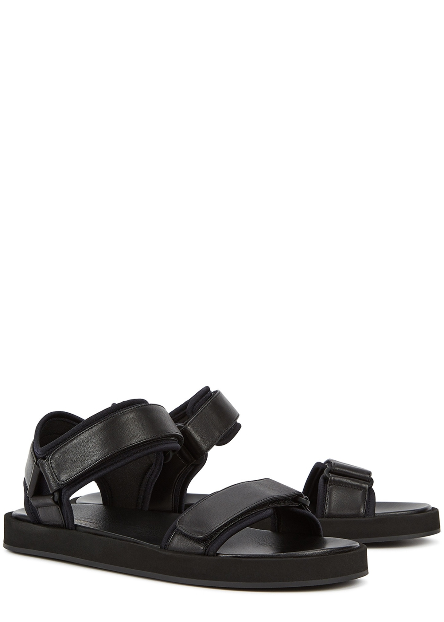 Hook And Loop black leather sandals - 2