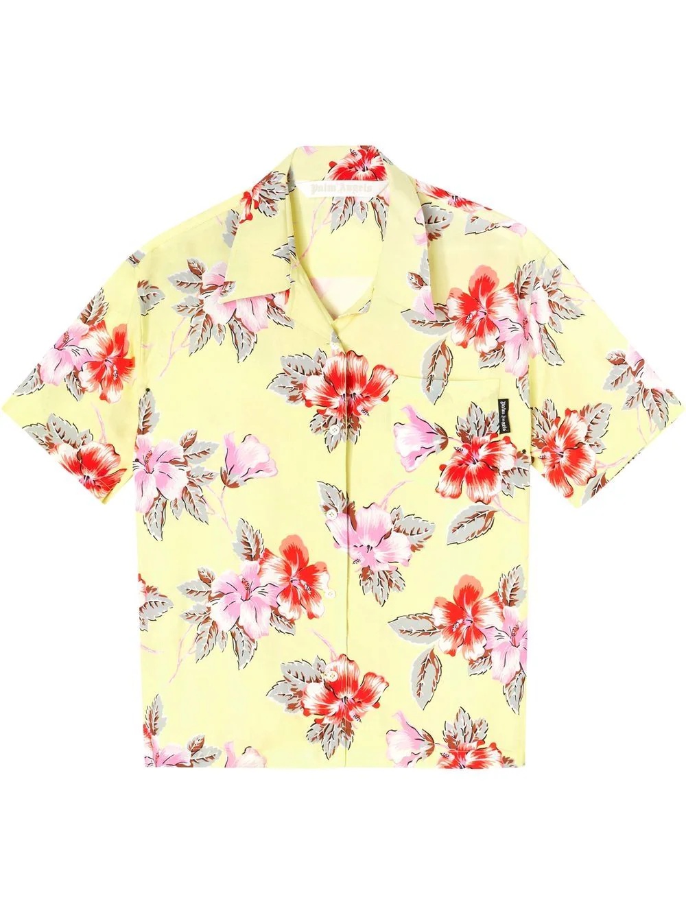 hibiscus-print short sleeve shirt - 1