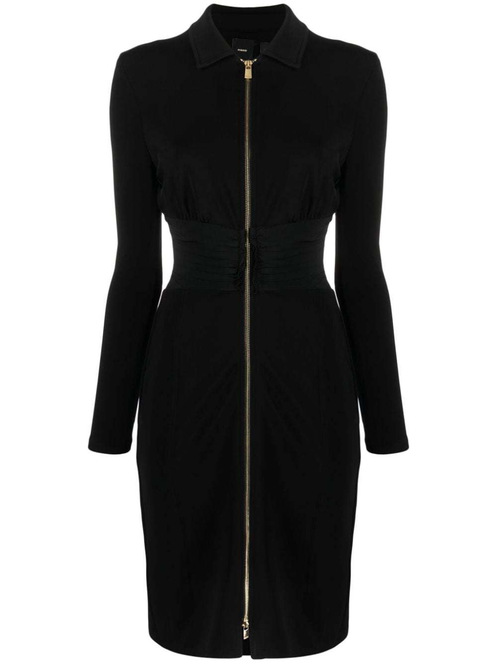 zip-front long-sleeve minidress - 1