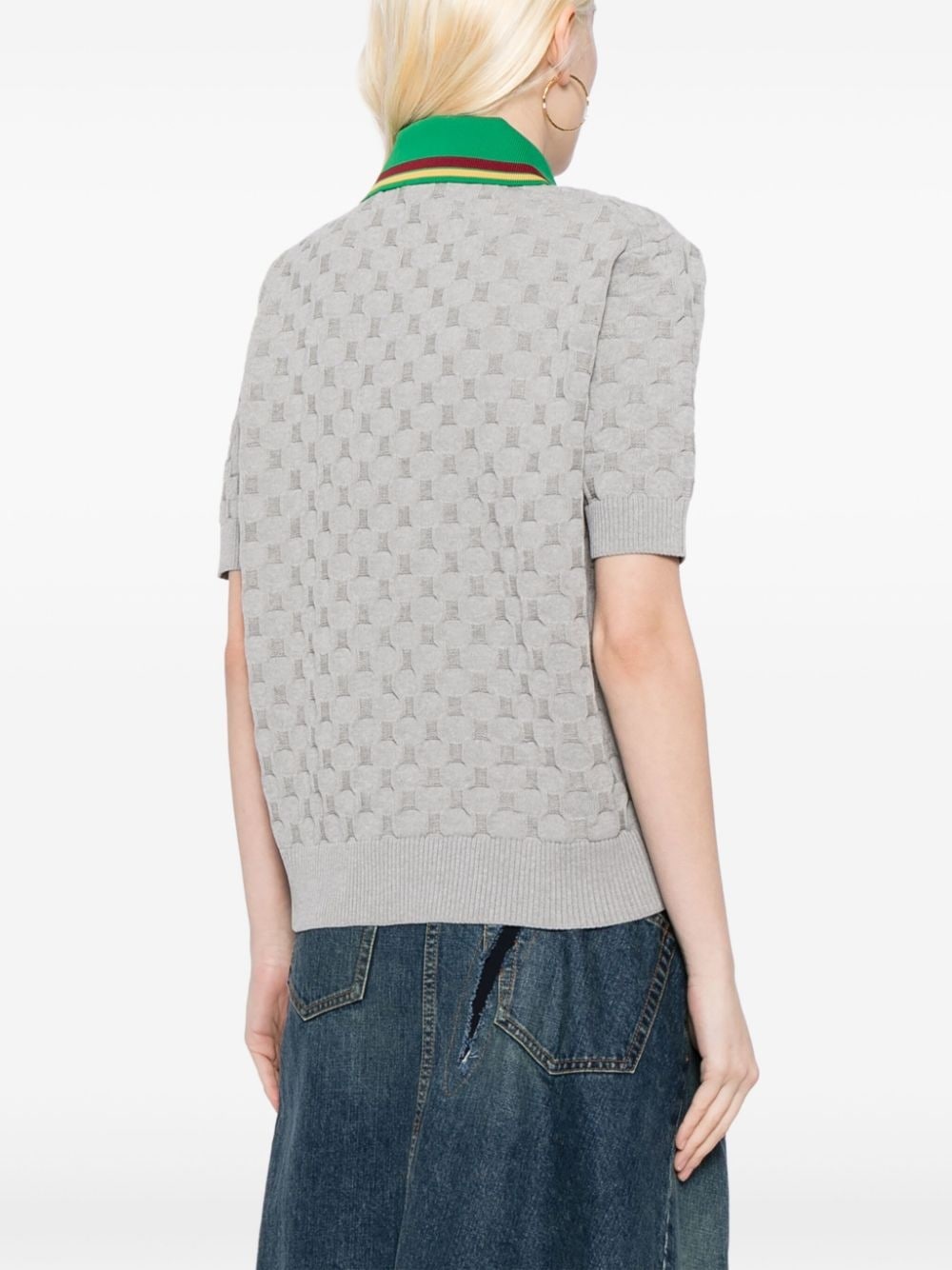 geometric knitted polo shirt - 4