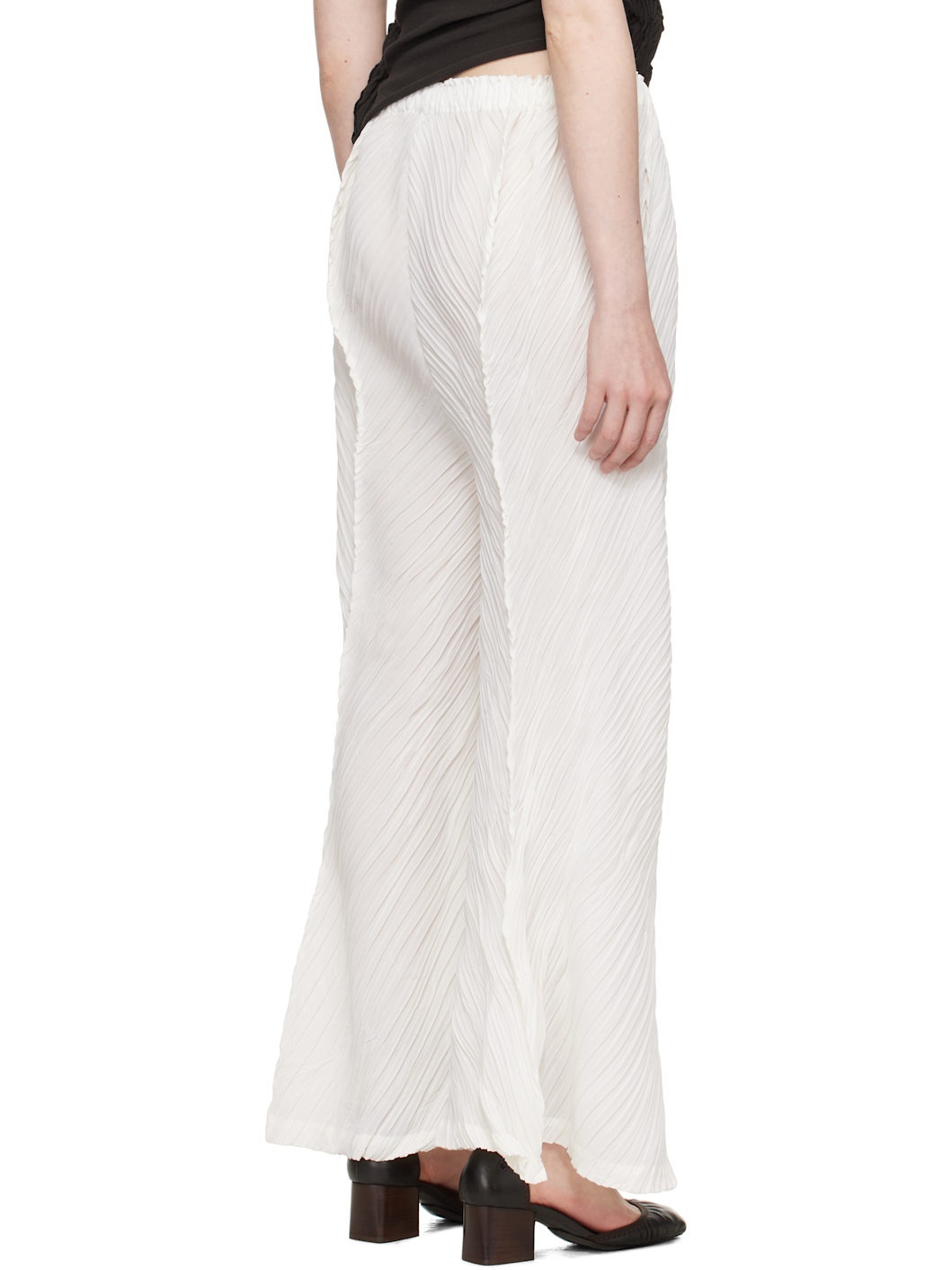 White Wrinkled & Twisted Trousers - 3