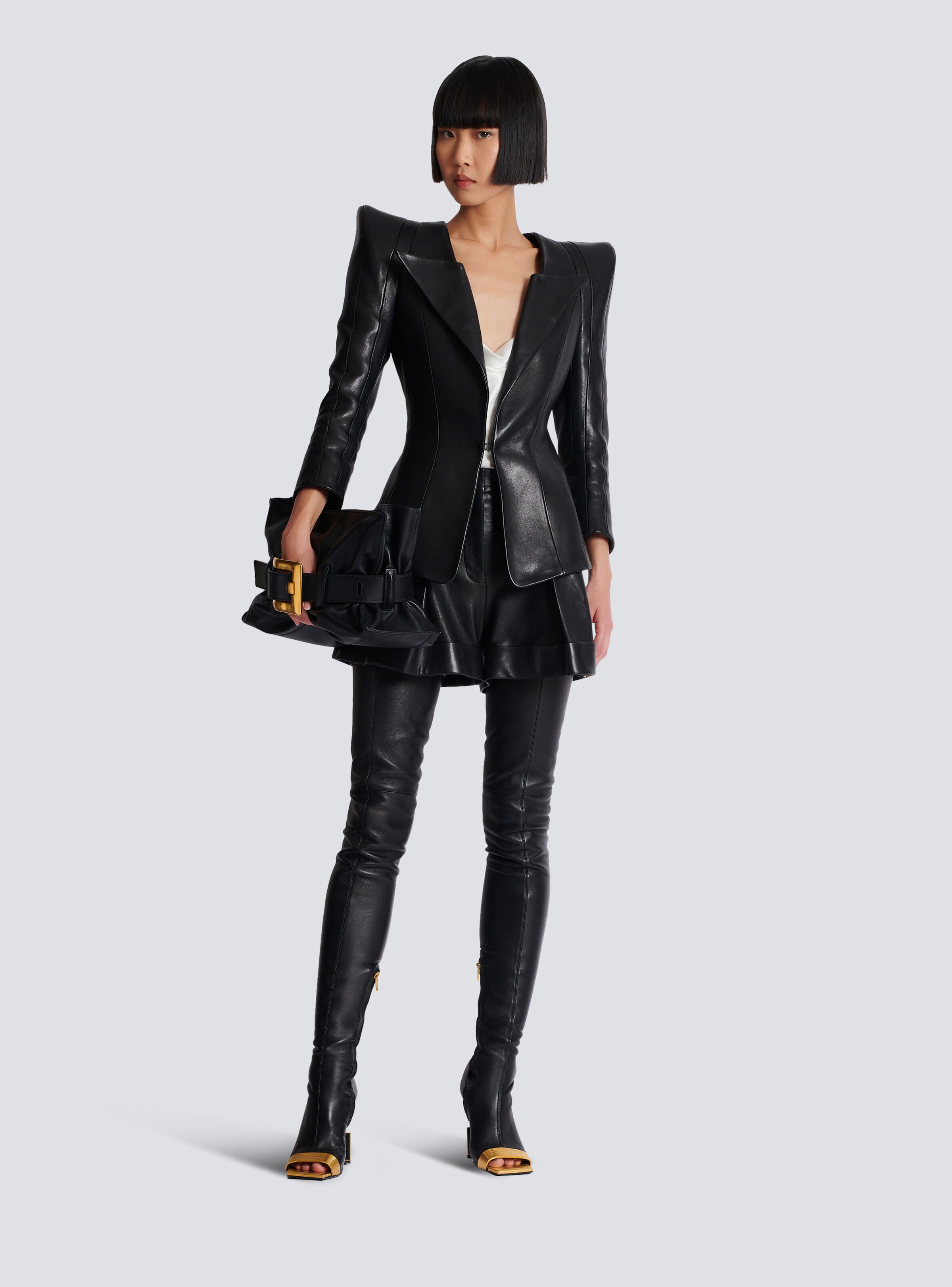 Pleated lambskin shorts - 2