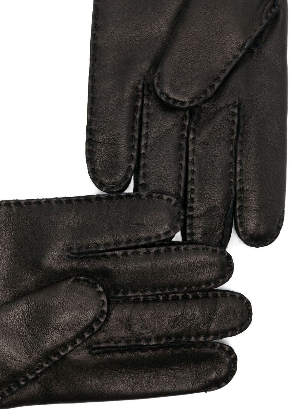 leather stitch-detail gloves - 3