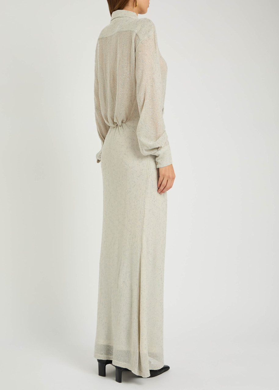 Christopher Esber Imber Cut-out Metallic-knit Maxi Shirt Dress - 3