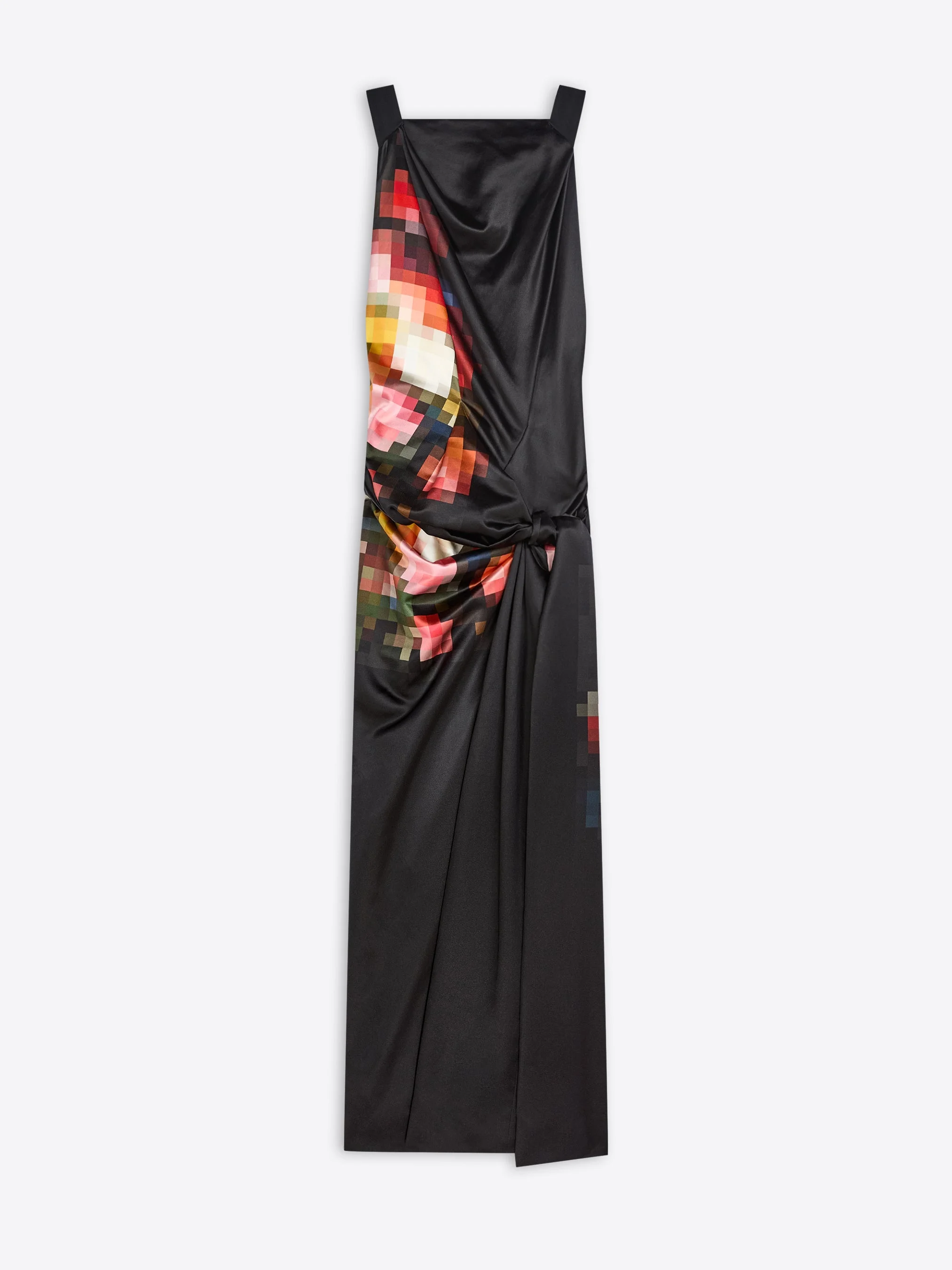 LONG DRAPED SATIN DRESS - 1
