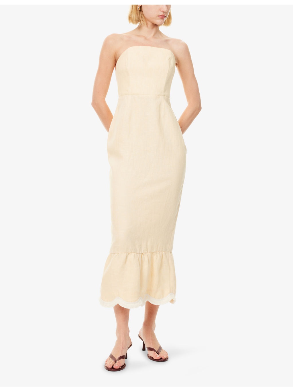 Essie Strapless Linen Midi Dress - 3