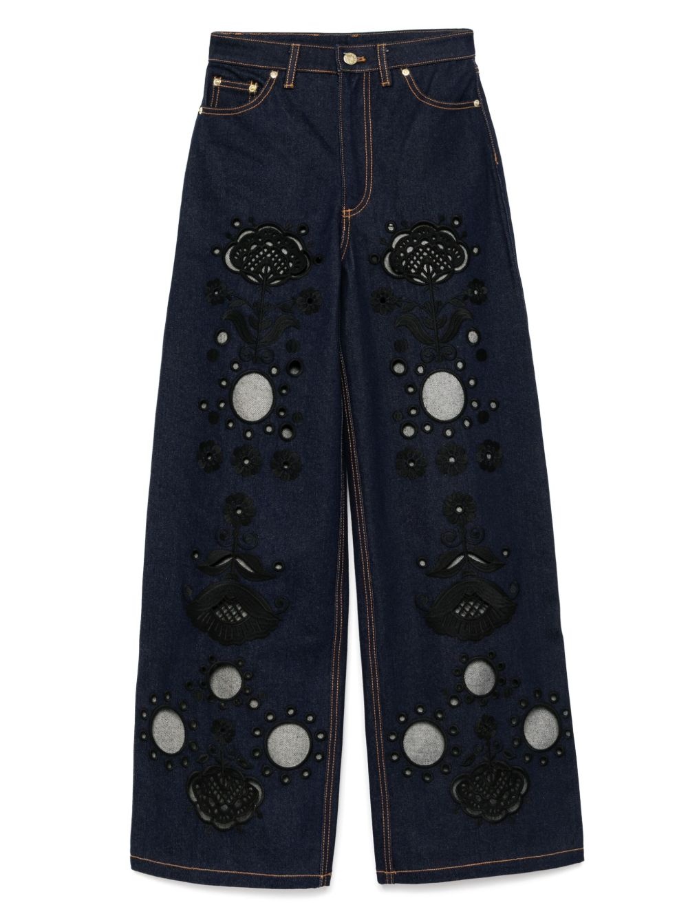 embroidered wide-leg jeans - 1