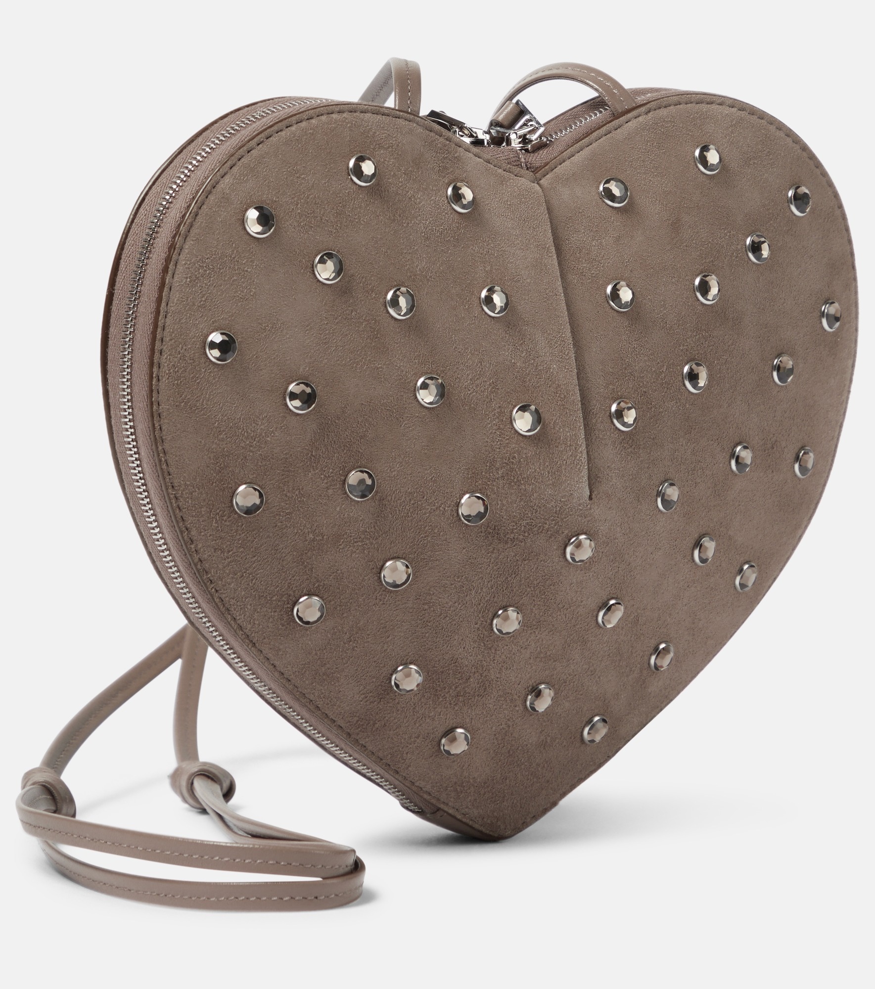 Le Cœur studded suede shoulder bag - 4