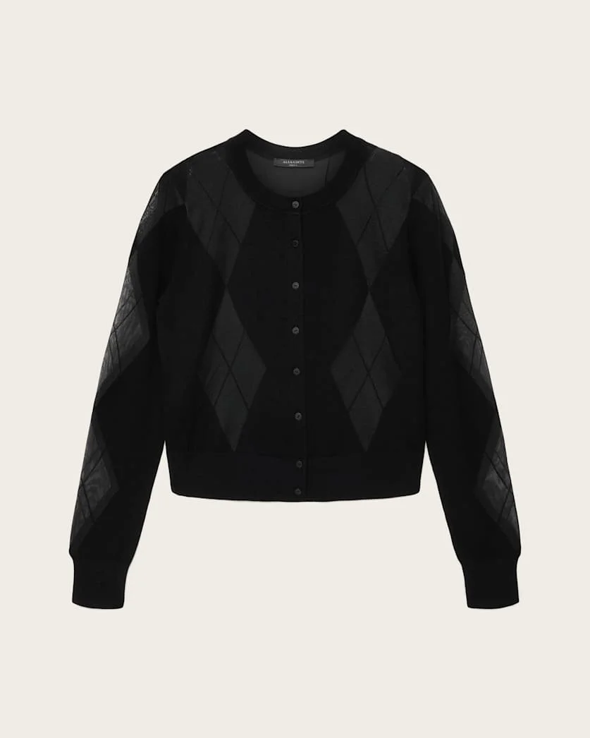 BERN WOOL BLEND ARGYLE CARDIGAN - 1