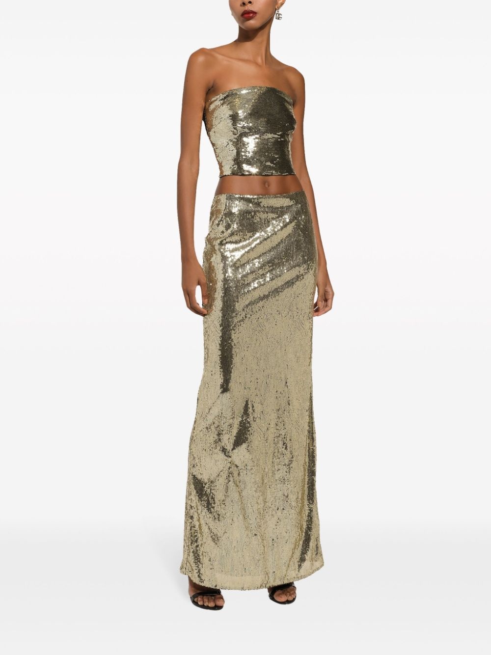 sequin-embellished strapless top - 3