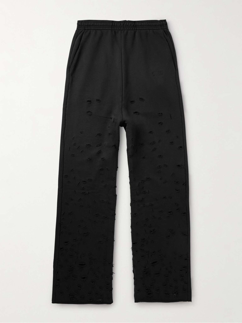 Straight-Leg Distressed 코튼 블렌드 저지 스웨터 - 1