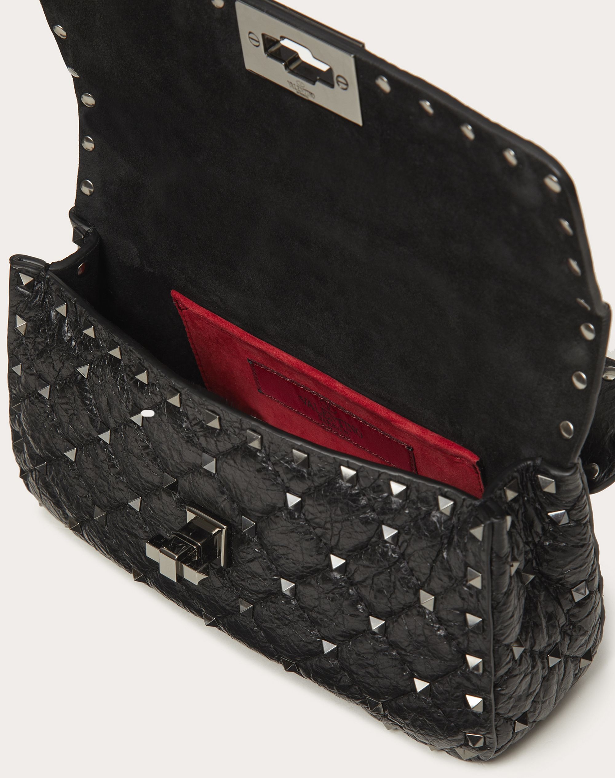 Small Rockstud Spike Crackle-Effect Bag - 4