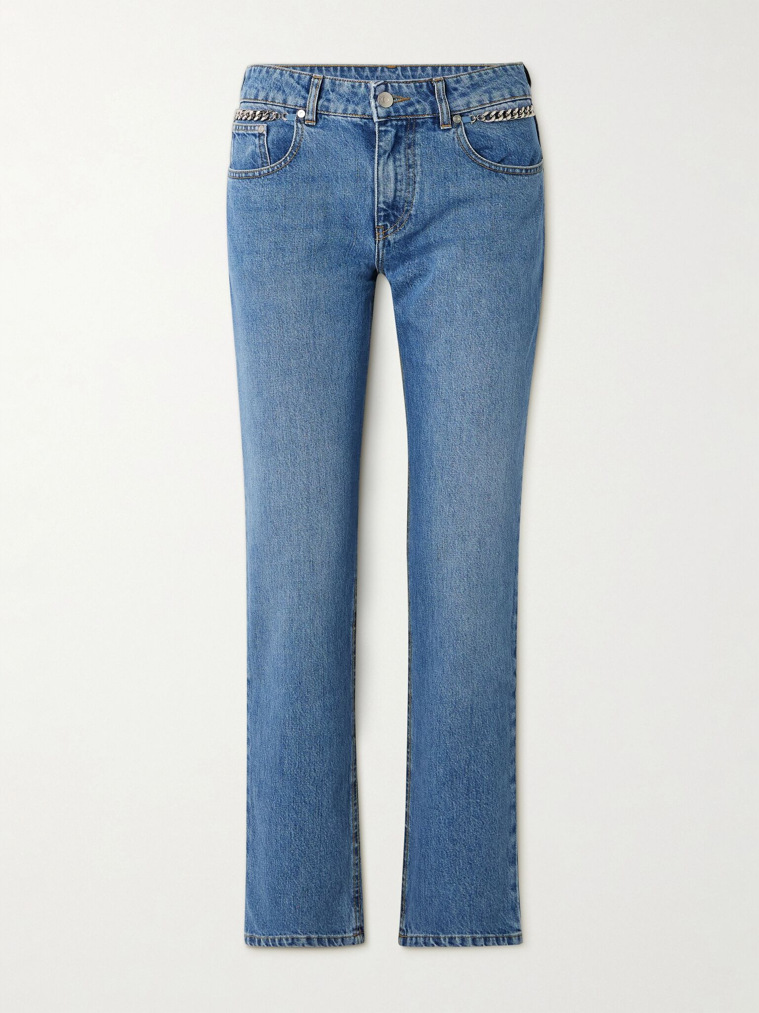 + NET SUSTAIN Falabella chain-embellished mid-rise straight-leg jeans Blue - 1