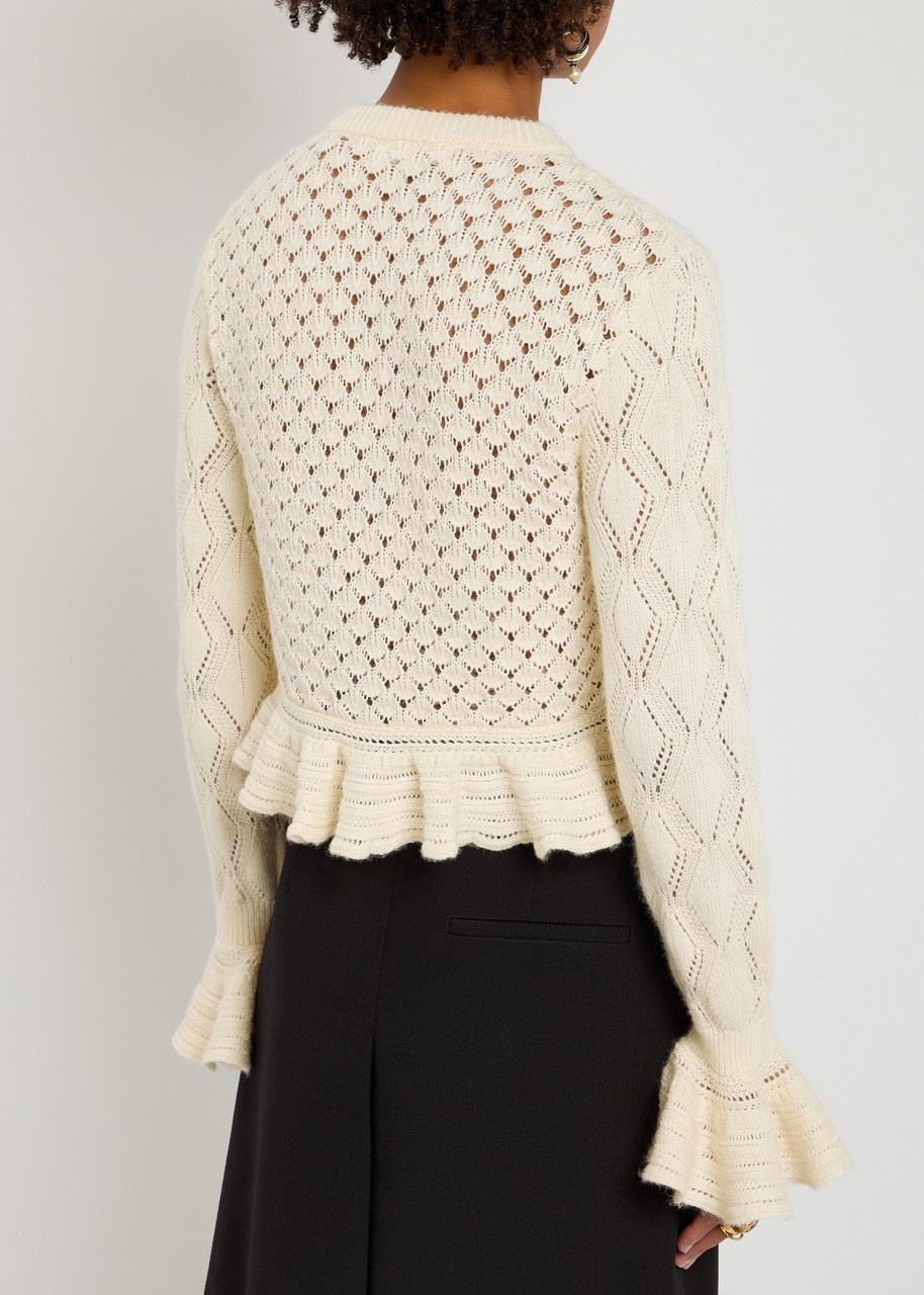 Chloe Logo-embroidered Pointelle-knit Cardigan - 3