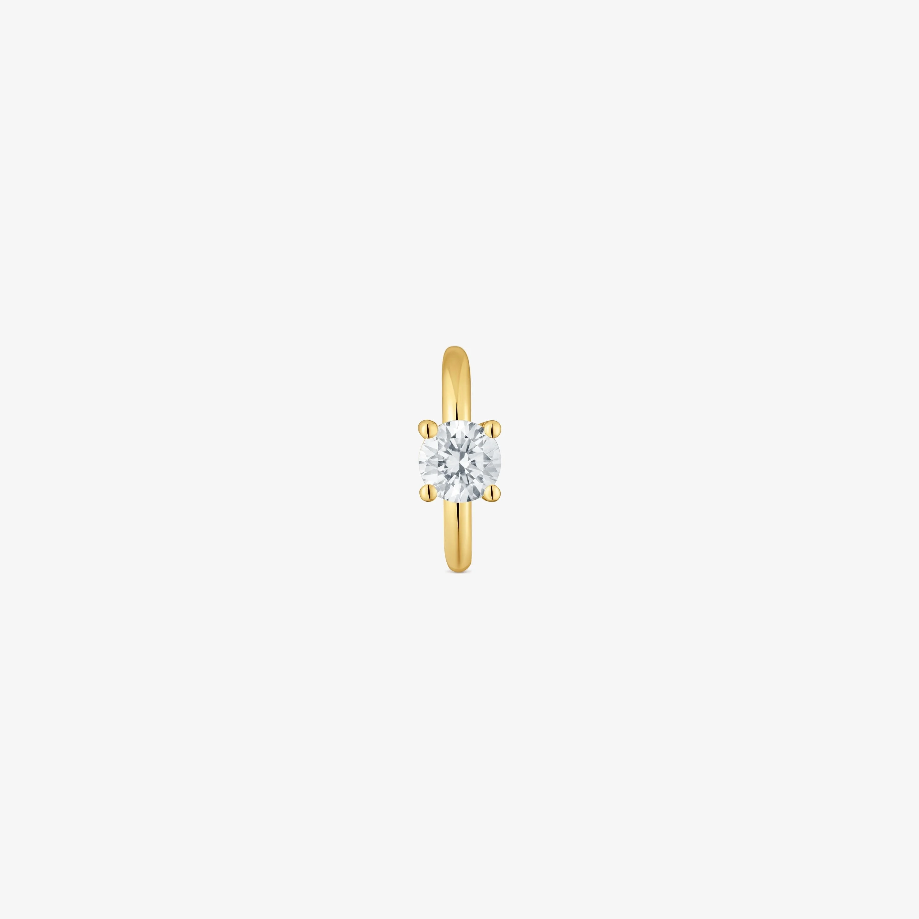 Single 14K solid gold Hoop earring with 0.10ct lab-grown diamond TOUS Shine LGD - 1