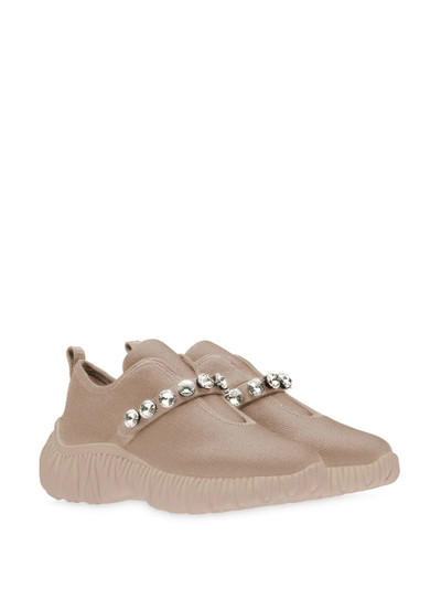 Miu Miu crystal-embellished knitted slip-on sneakers outlook