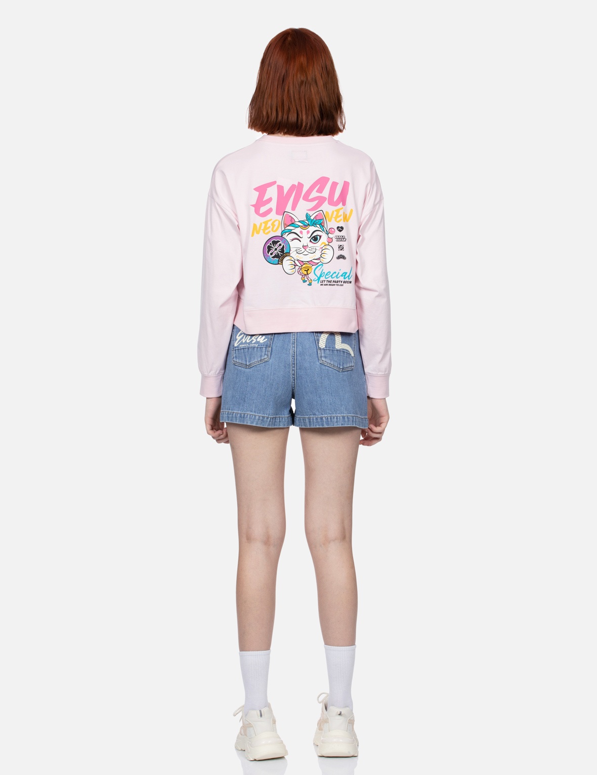 FORTUNE CAT PRINT CROPPED SWEATSHIRT - 5