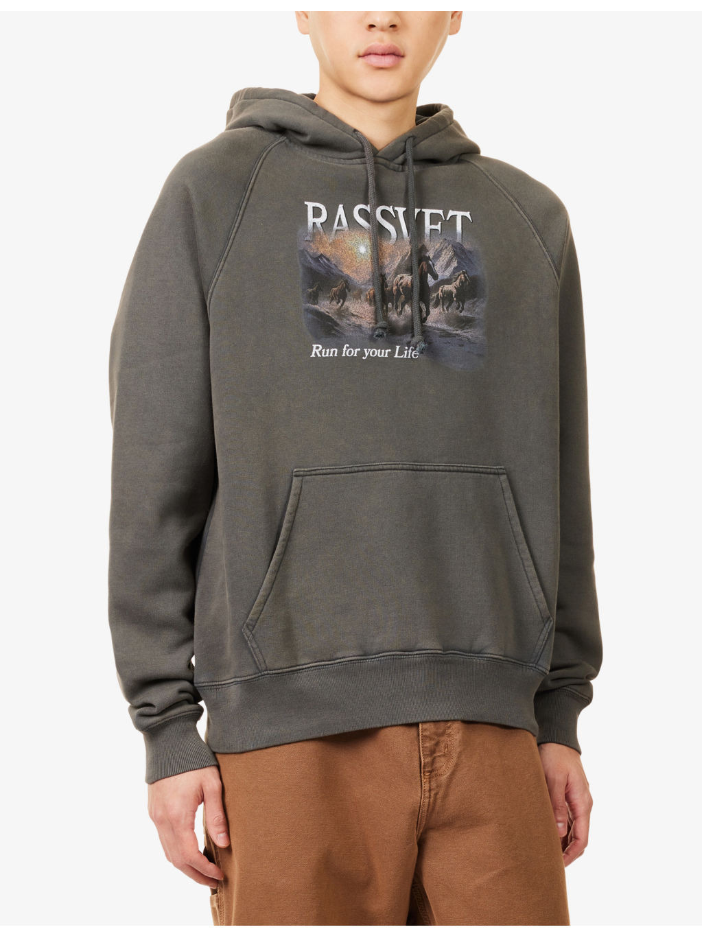 Horses Print Raglan-Sleeve Cotton-Blend Hoody - 3