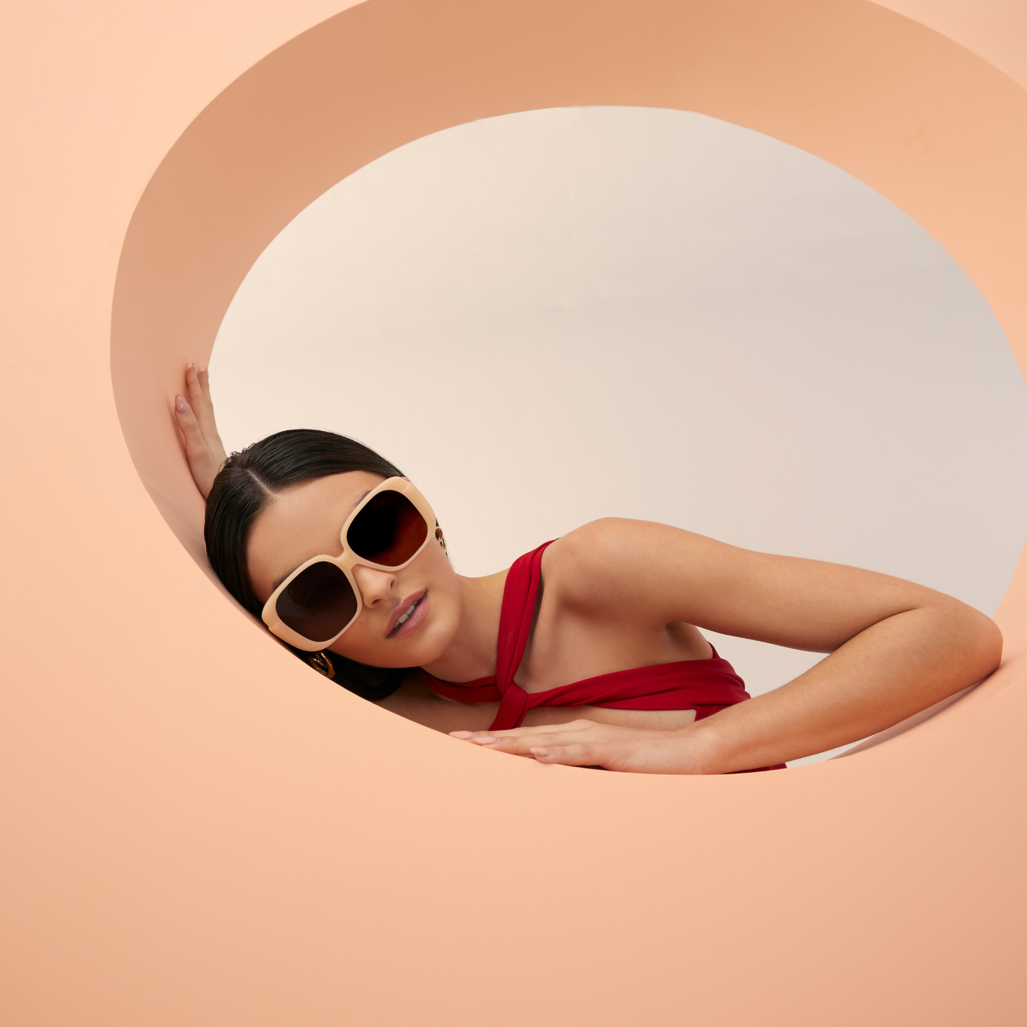 MIMA OVERSIZED SUNGLASSES IN PEACH - 2