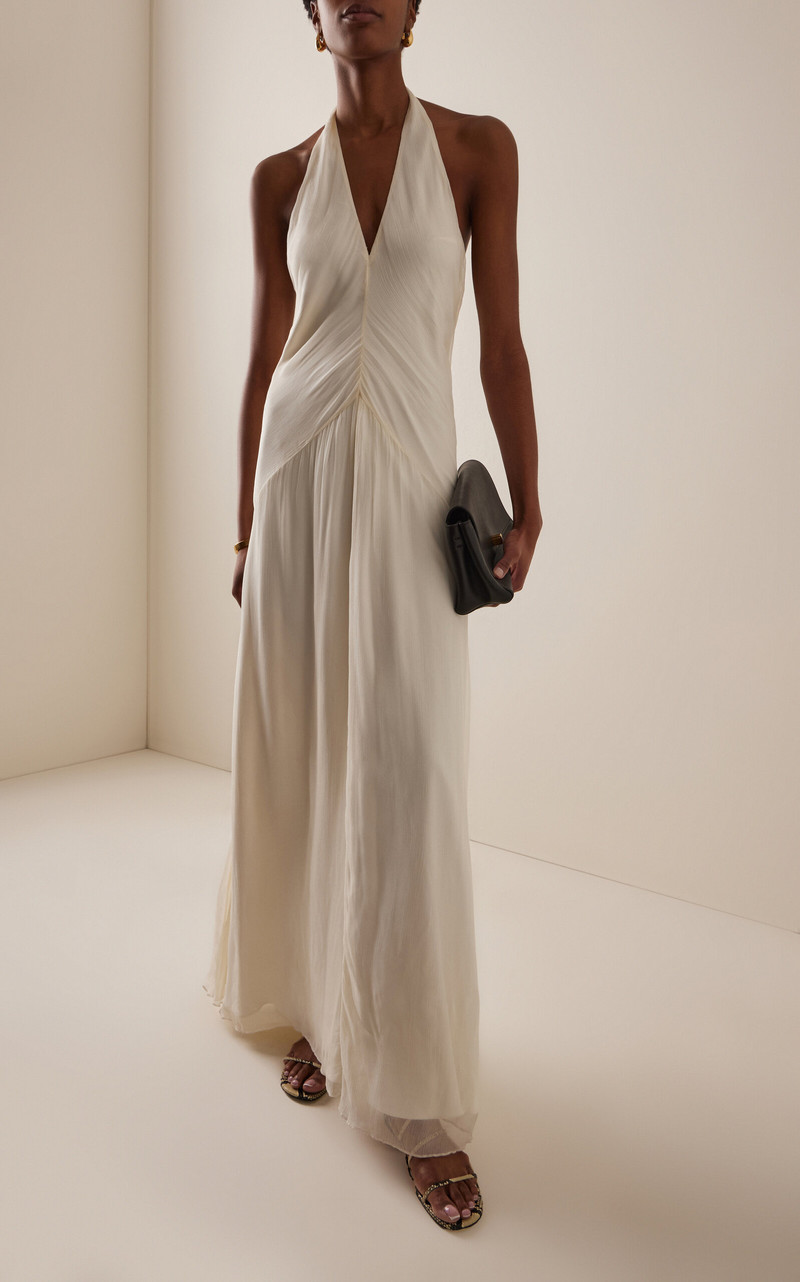STAUD Luma Crepe Maxi Dress ivory outlook