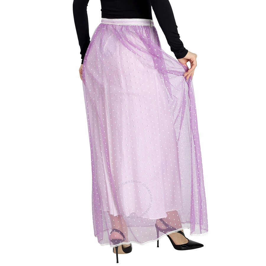 Burberry Floor-length Flocked Cotton Tulle Skirt In Lilac / White - 3