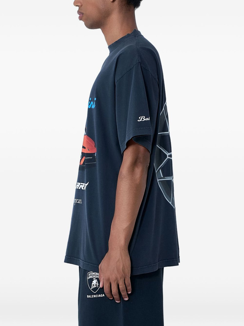 BALENCIAGA Lamborghini-print crew-neck T-shirt outlook