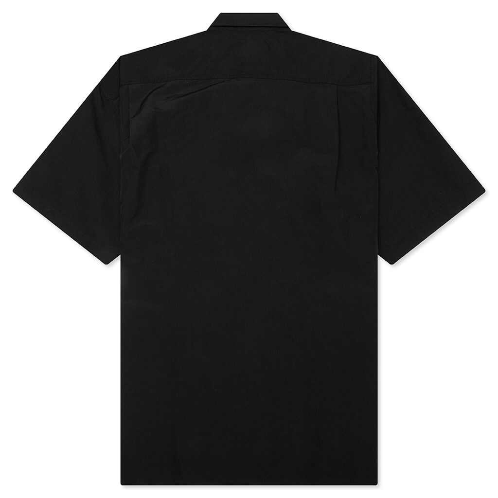 CURVED HEM NYLON SHORT SLEEVE SHIRT - BLACK - 2