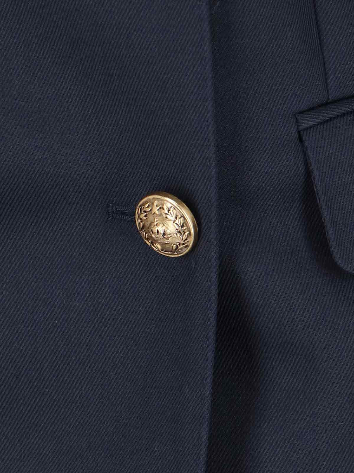 DOUBLE-BREASTED EMBOSSED BUTTONS BLAZER - 4