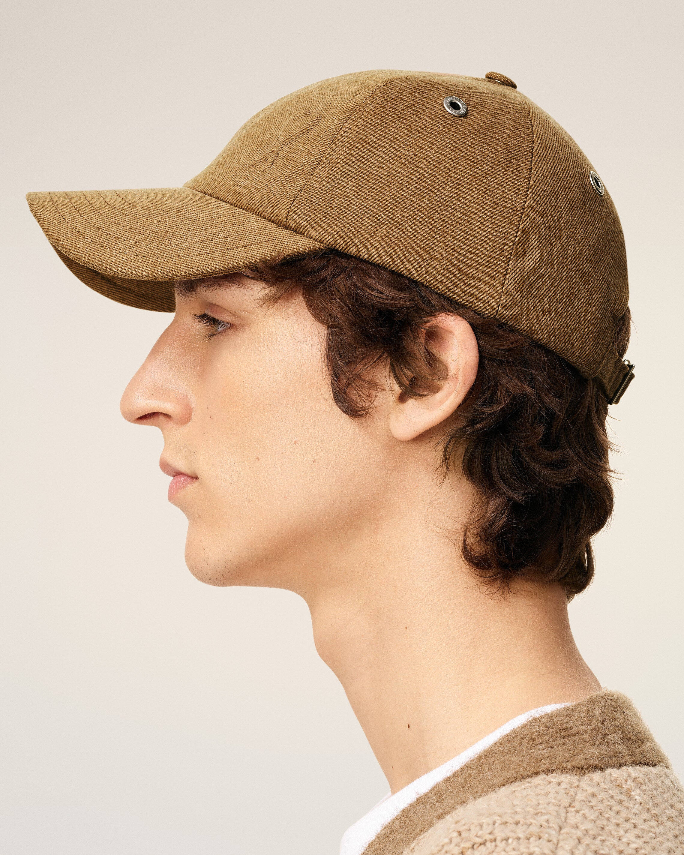 BROWN COTTON EMBOSSED AMI DE COEUR CAP - 5