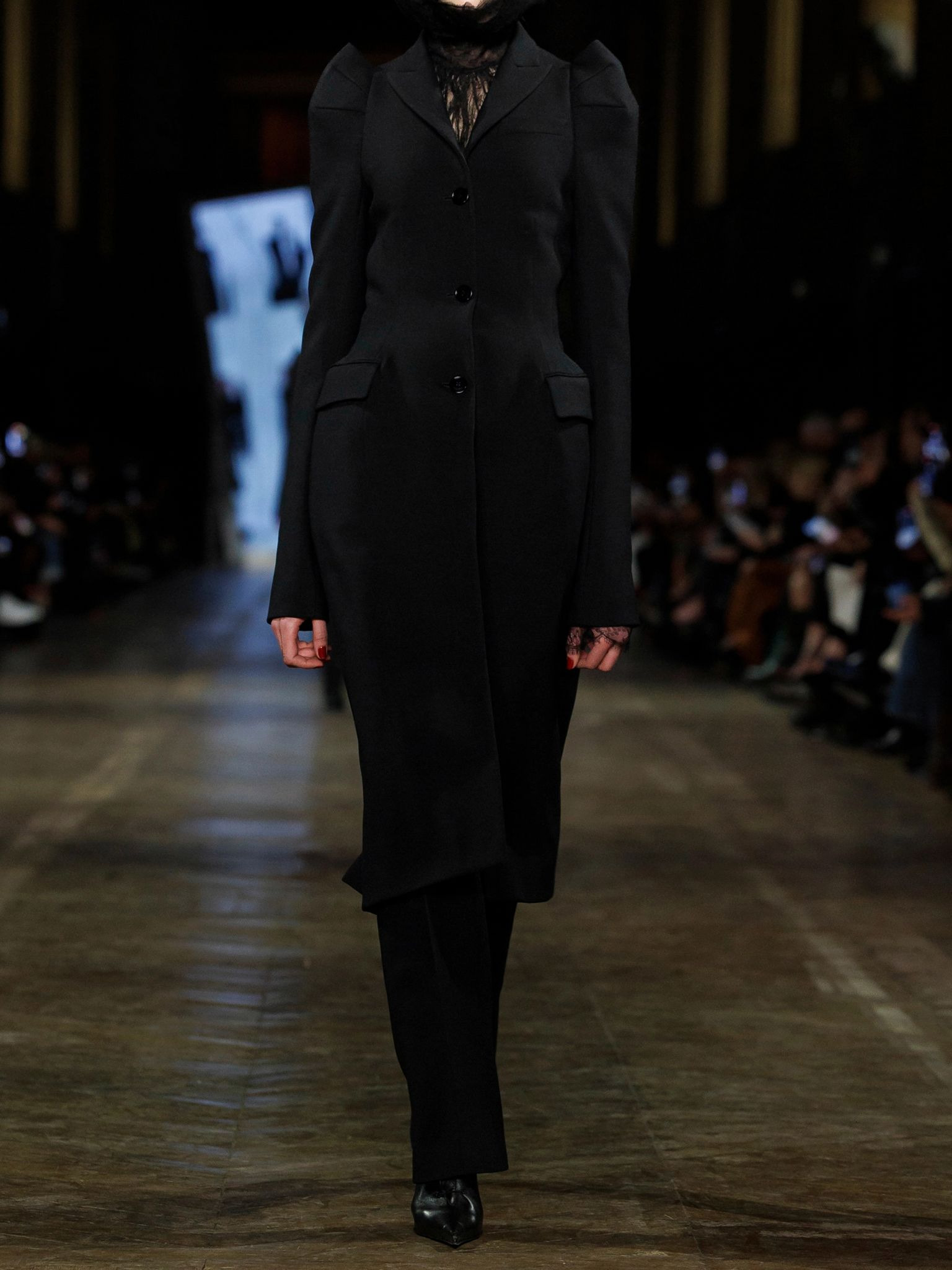 Wool-blend crepe straight-leg pants Black - 4