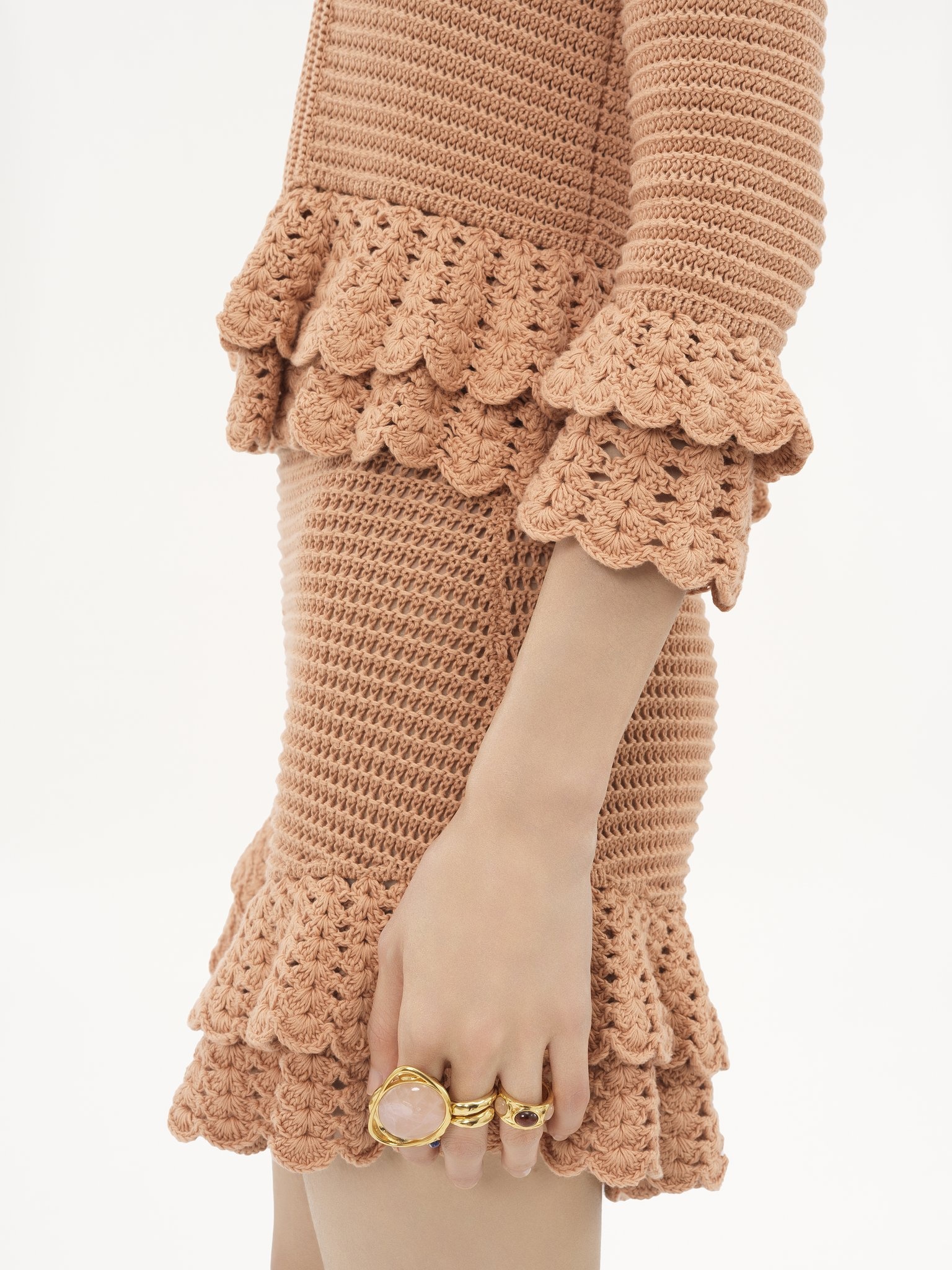 RUFFLED MINI SHORTS IN CROCHET KNIT - 7