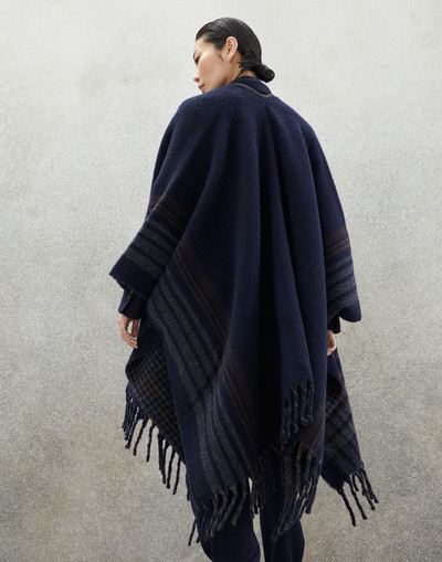 Brunello Cucinelli Striped shawl in alpaca with precious trim outlook