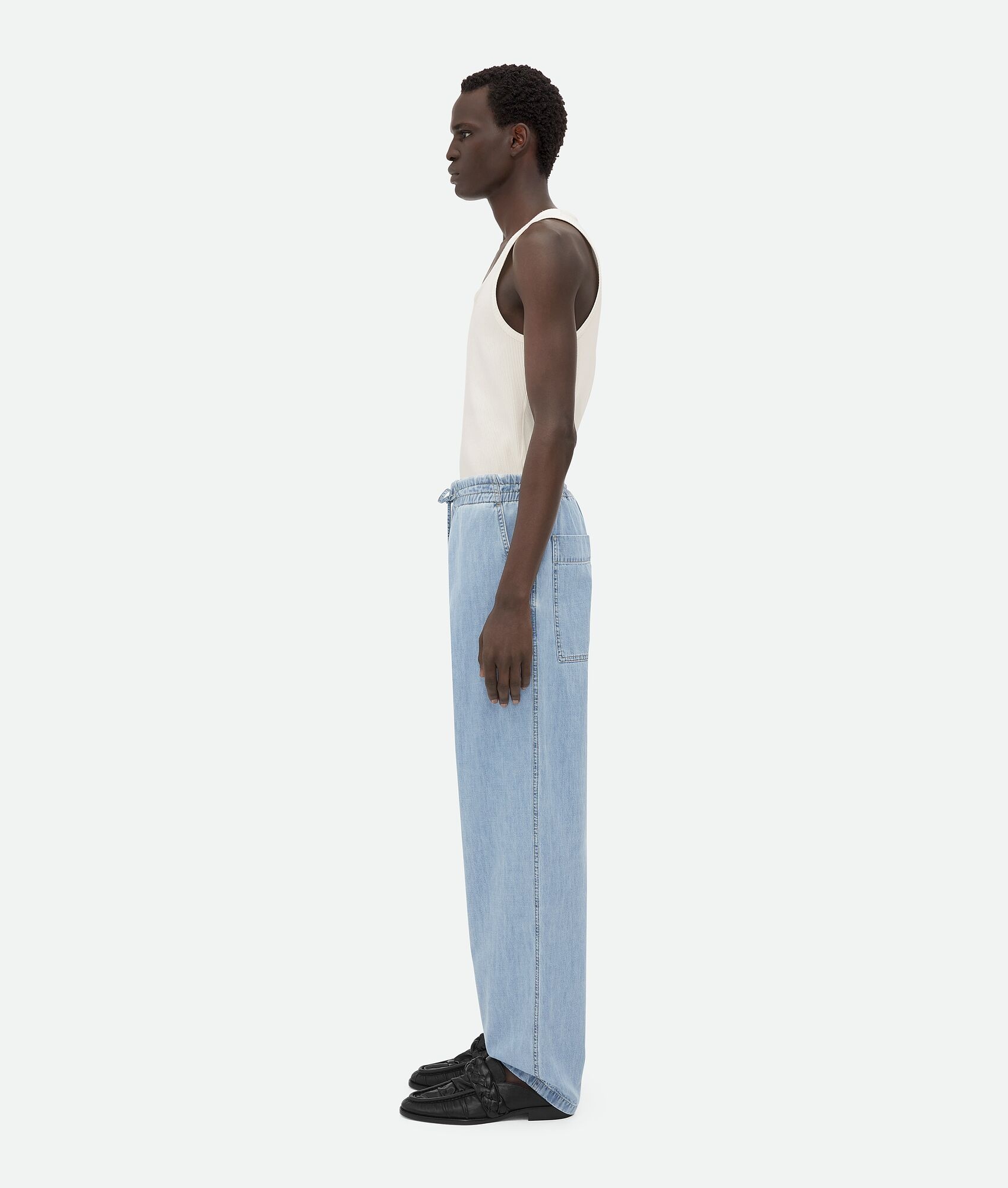 Light Bleached Elasticated Denim - 2