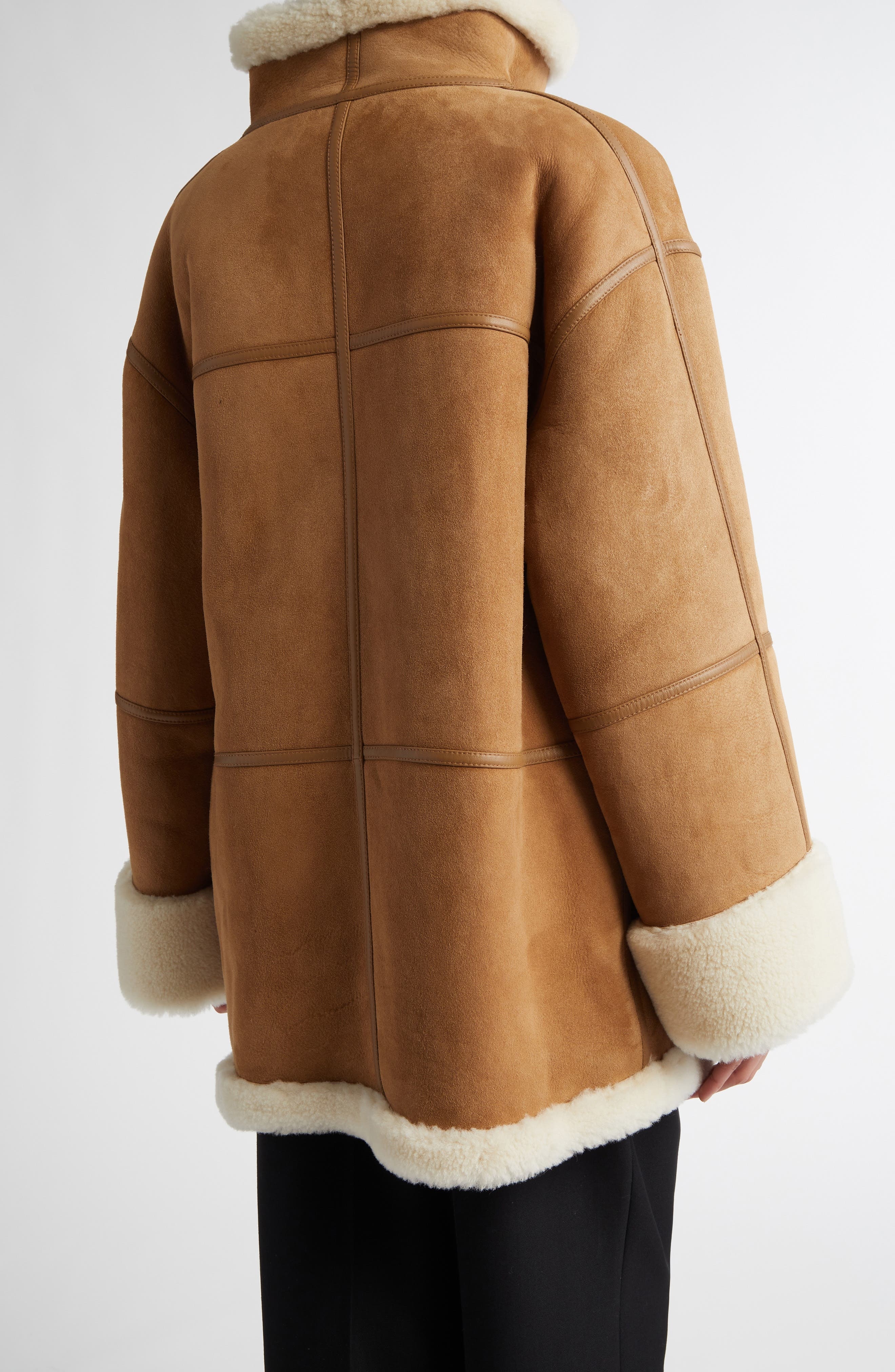 TOTEME Signature Genuine Shearling Jacket in Biscuit at Nordstrom - 4
