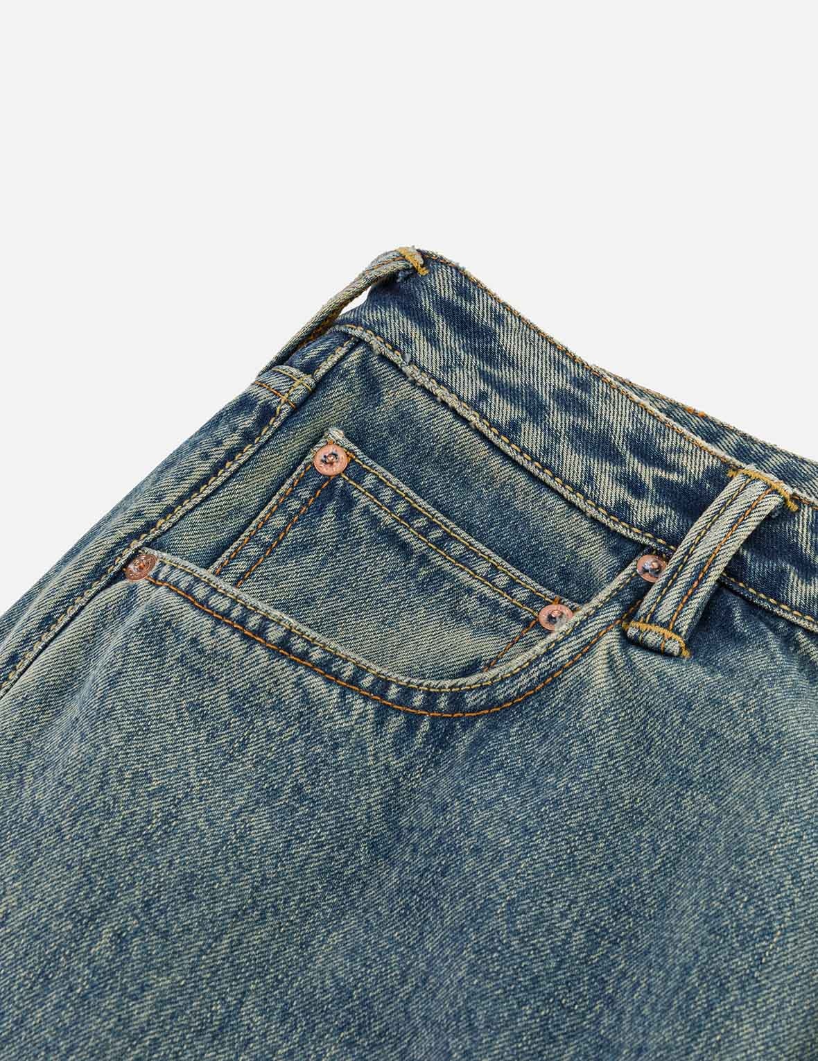 EVISU X F-LAGSTUF-F Dirty Washed and Embroideried Multi-Pocket Relax Fit Denim Jeans - 10