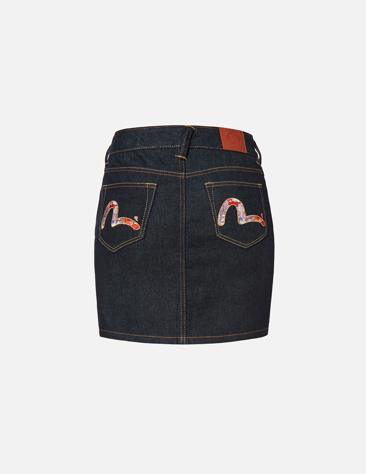 Floral Seagull Embroidery Denim Pencil Skirt - 7