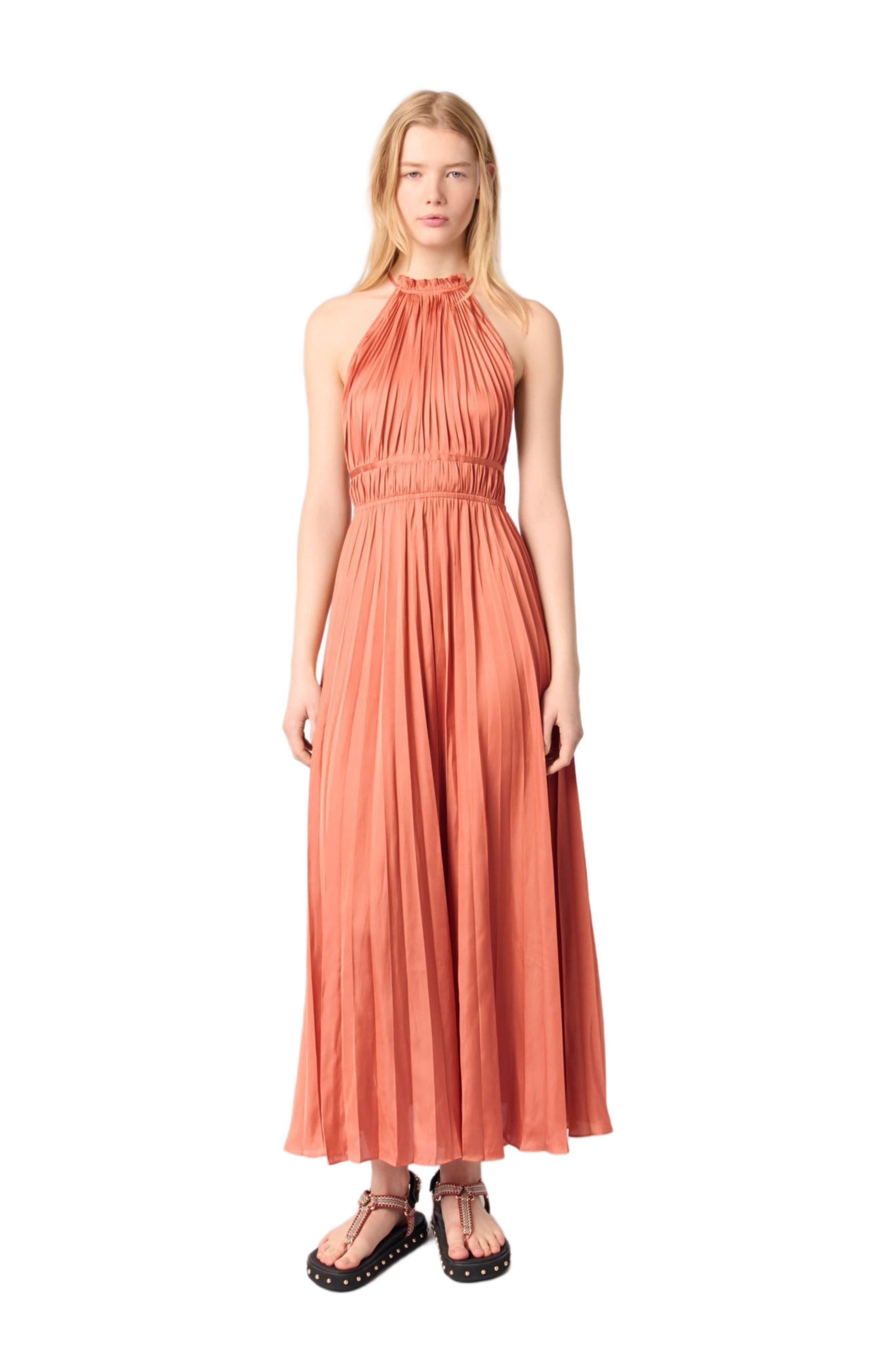 maje Pleated maxi dress in Terracota at Nordstrom - 3