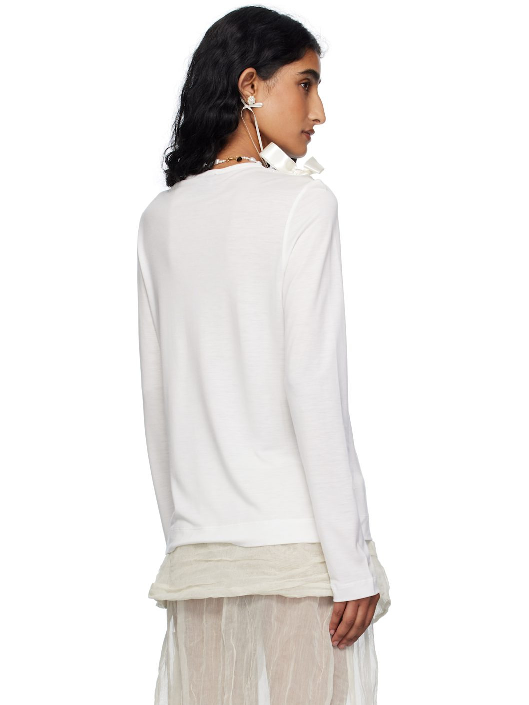 Off-White Bow Ribbon Tail Long Sleeve T-shirt - 3