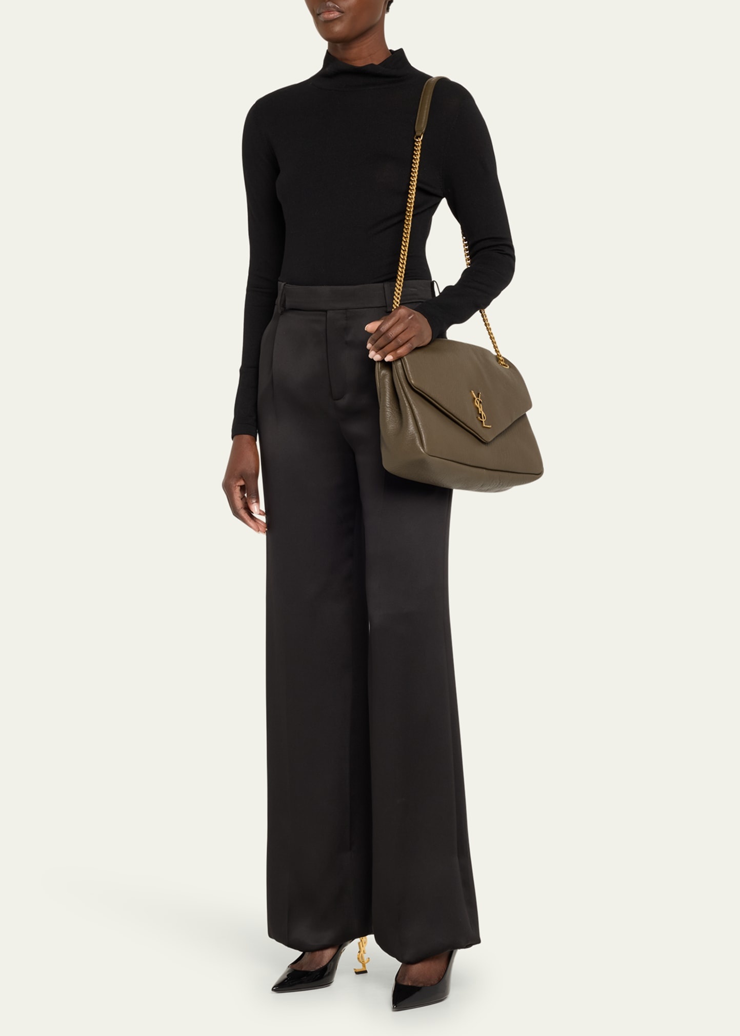 Calypso Large YSL Shoulder Bag in Leather - 5