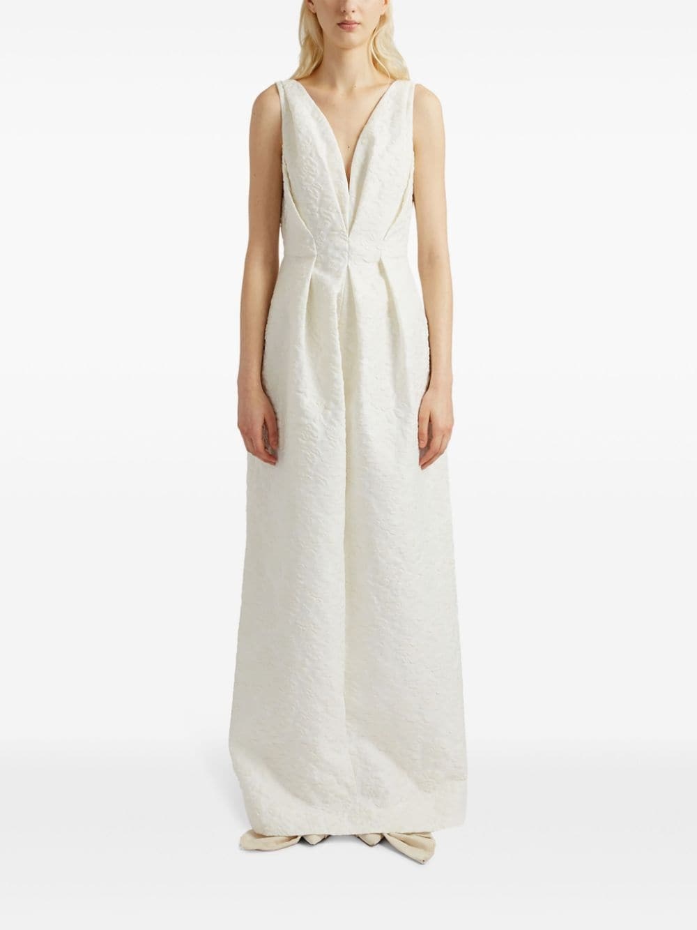gathered floral-matelassÃ© gown - 3